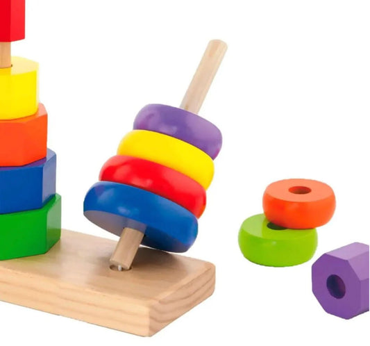 Tour en bois 3 colonnes jouets éducatifs jouets de tri de forme