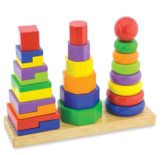 Tour en bois 3 colonnes jouets éducatifs jouets de tri de forme